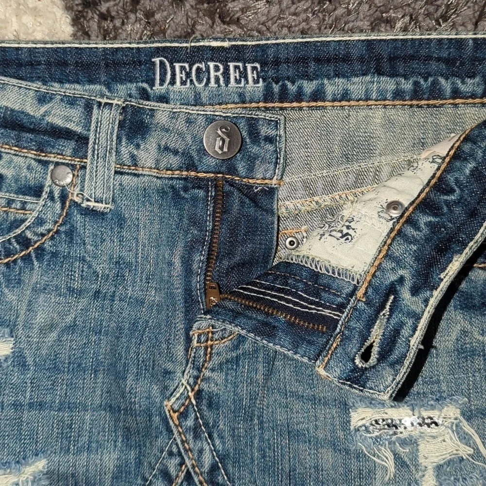 Decree Mini Skirt Pre owned Size 5 Medium Denim Blue Jean Hipster 70s Skirts